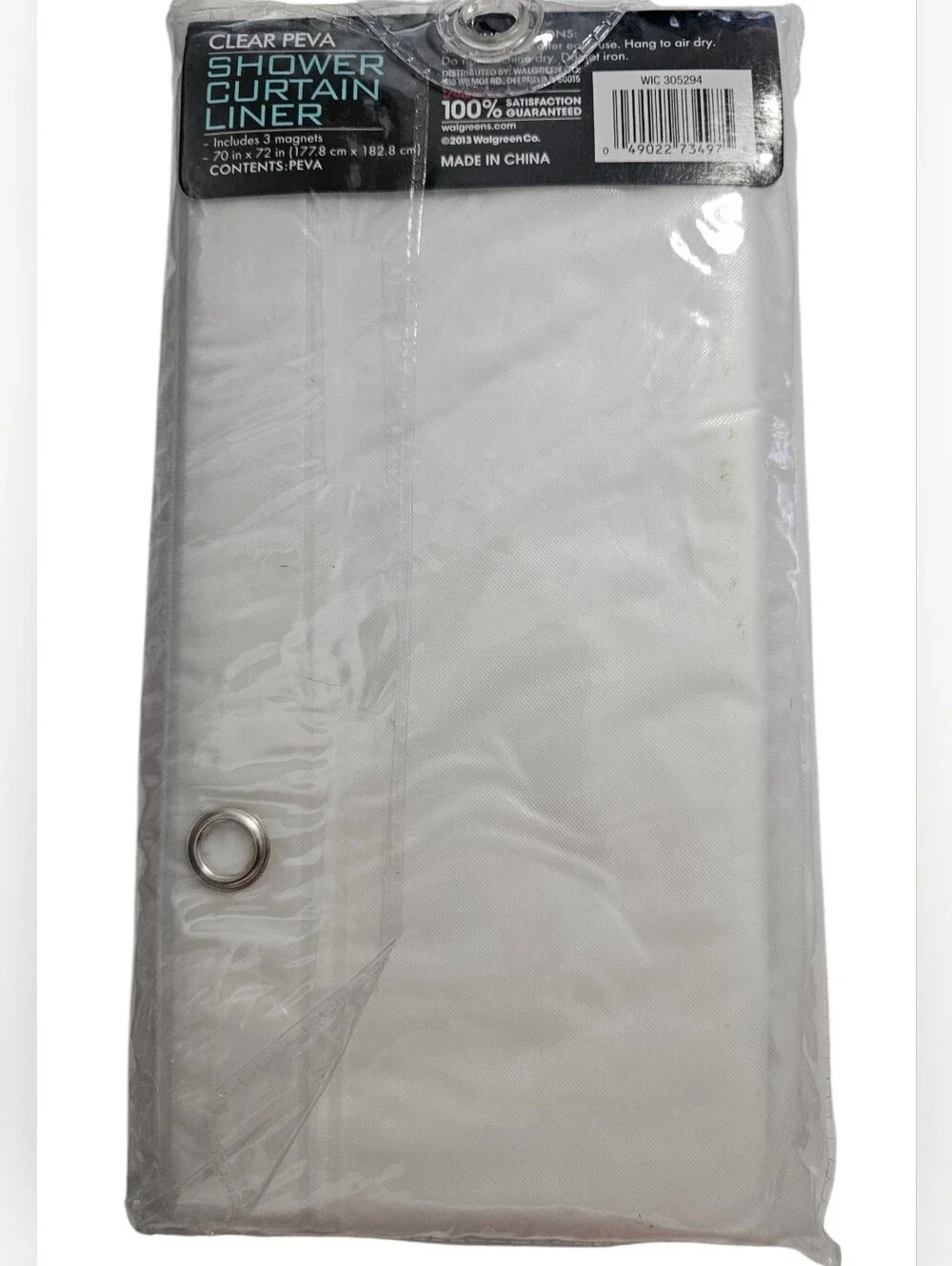 Living Solutions Clear PEVA Shower Curtain Liner - White